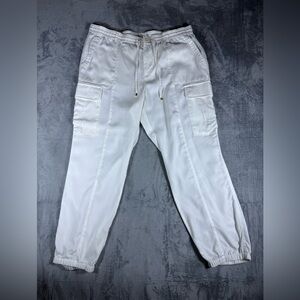 Lauren Ralph Lauren White Cargo Pants Size 12 100% Tencel Lightweight Drawstring